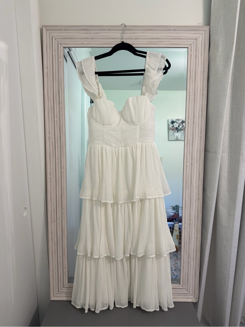 White Tiered Ruffle Midi Dress